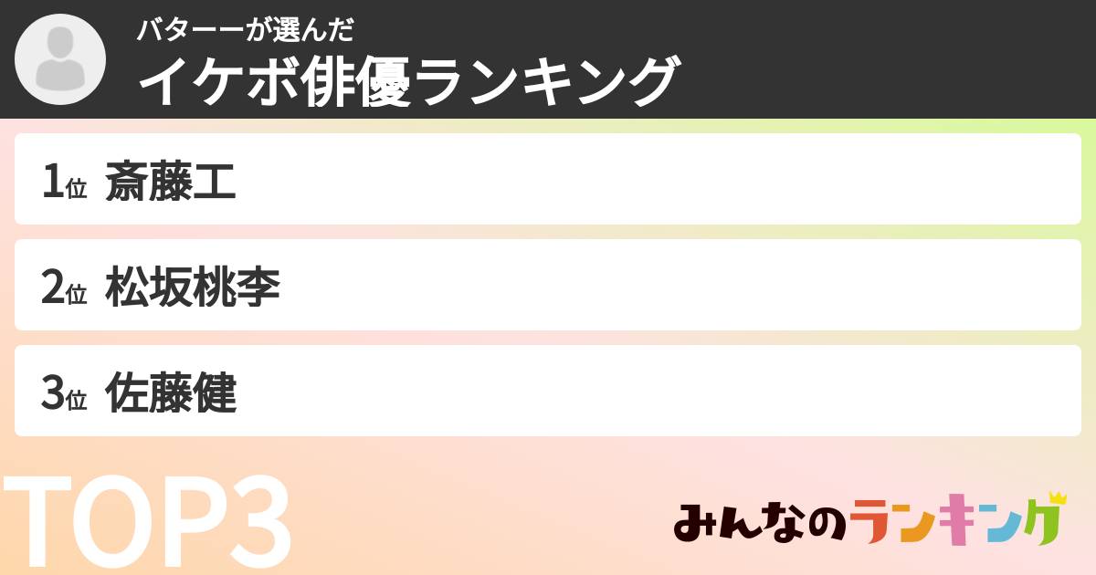 バターーさんの「イケボ俳優ランキング」
