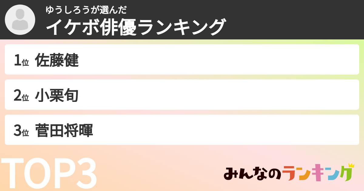ゆうしろうさんの「イケボ俳優ランキング」