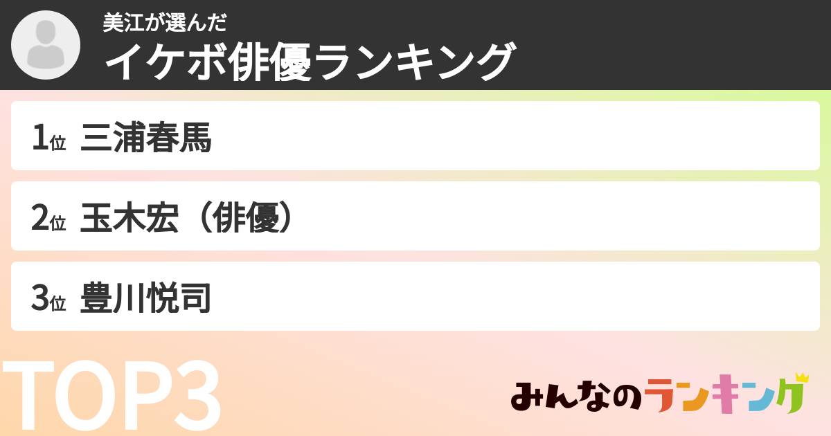 美江さんの「イケボ俳優ランキング」