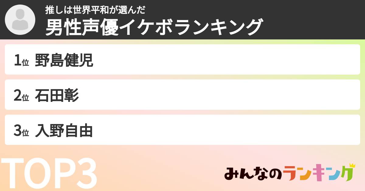 推しは世界平和さんの「男性声優イケボランキング」