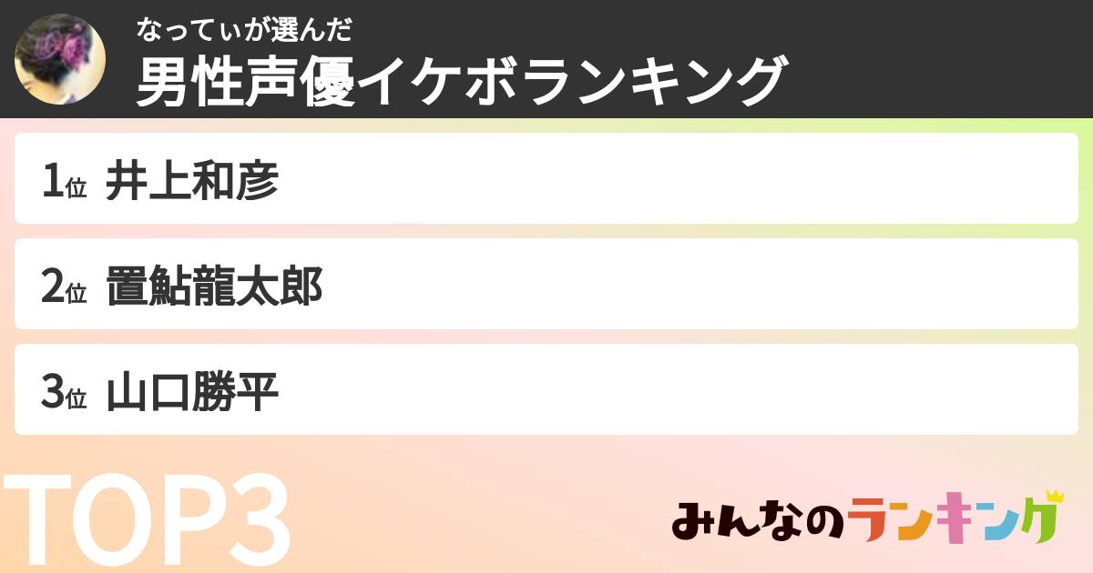 なってぃさんの「男性声優イケボランキング」