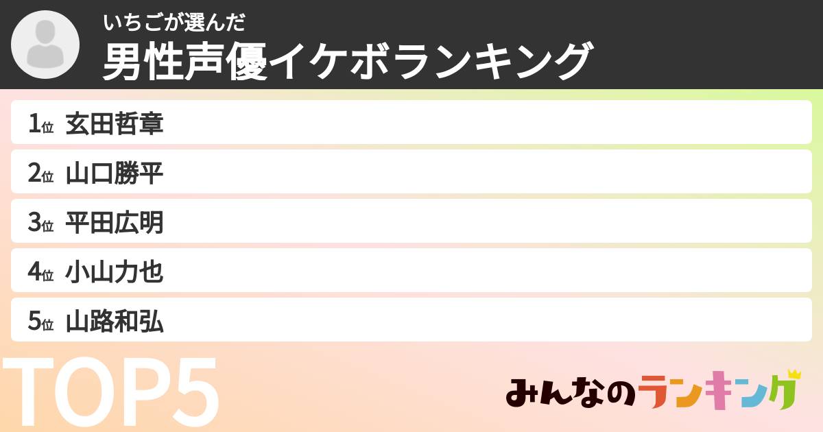 いちごさんの「男性声優イケボランキング」