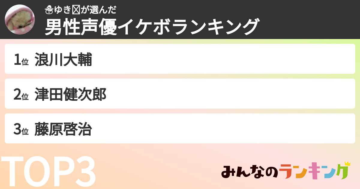 ☃️ゆき❄︎さんの「男性声優イケボランキング」