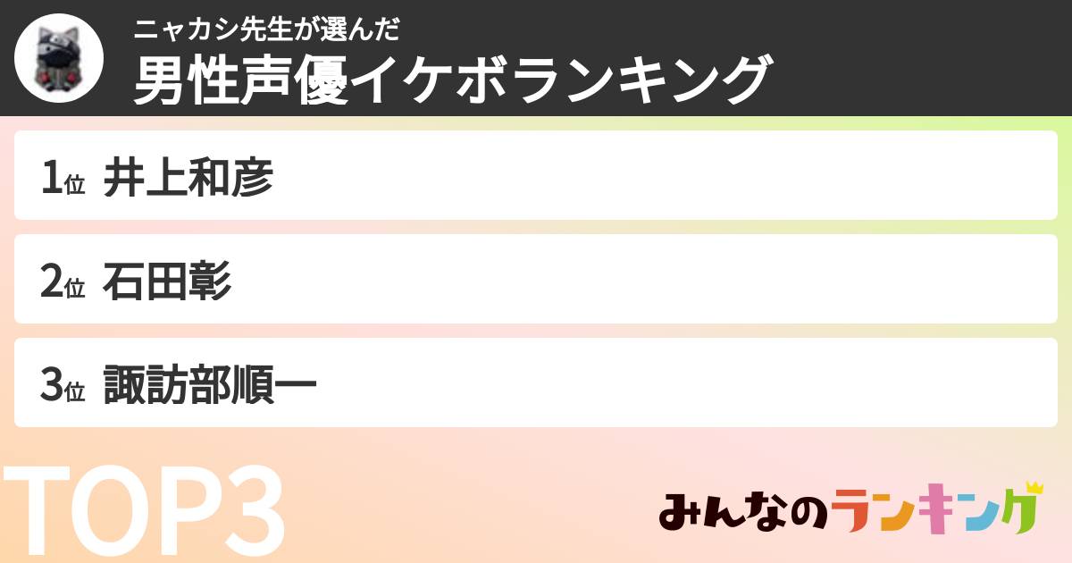 ニャカシ先生さんの「男性声優イケボランキング」
