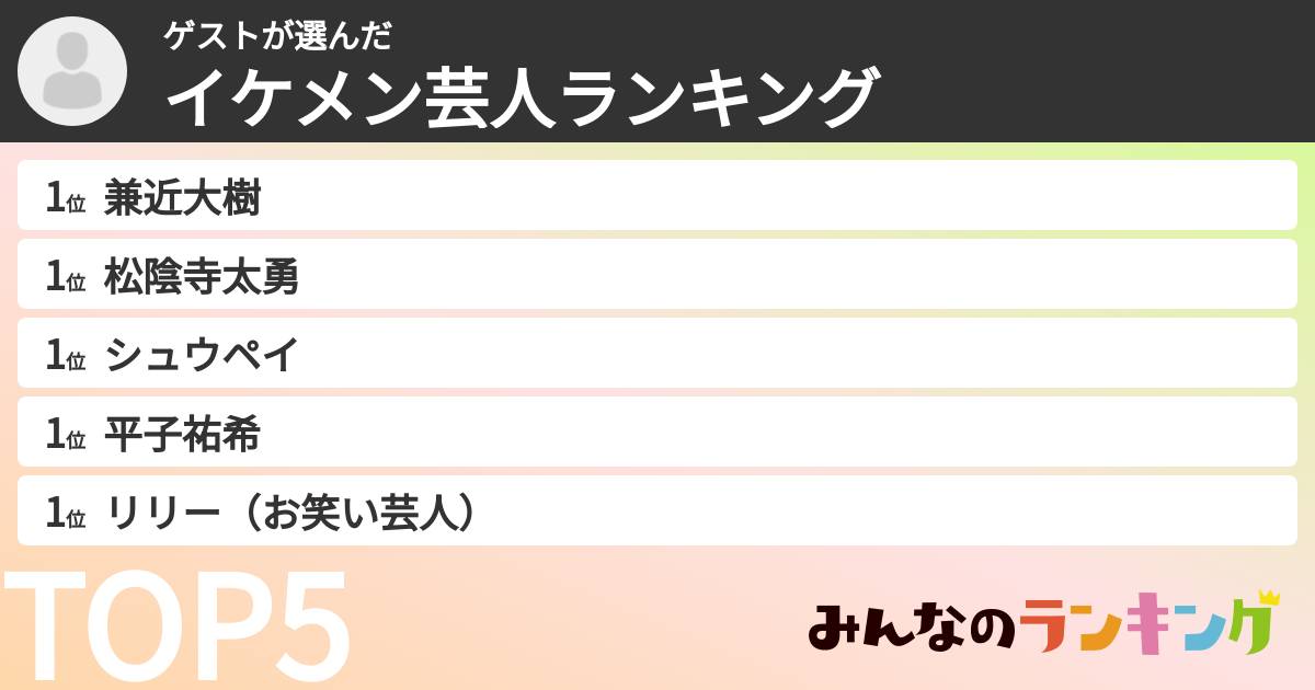 ゲストさんの「イケメン芸人ランキング」