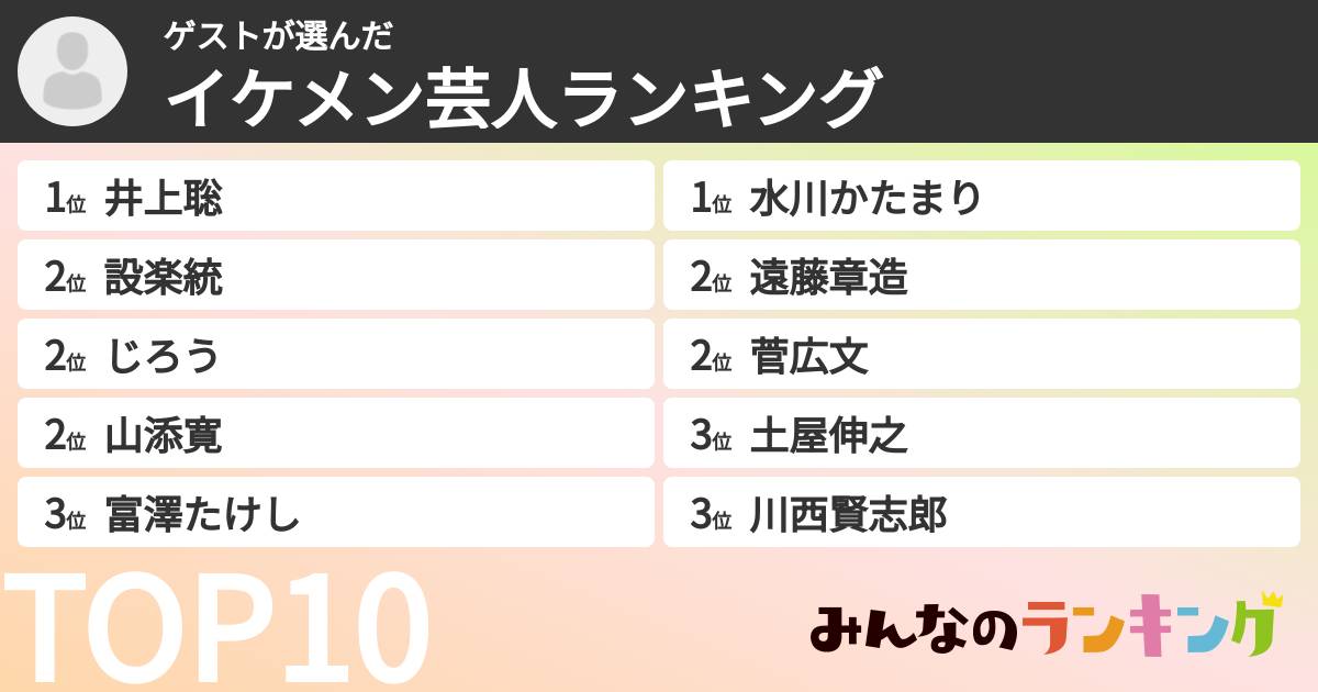 ゲストさんの「イケメン芸人ランキング」