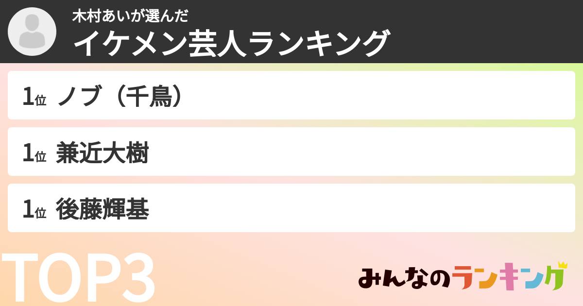 木村あいさんの「イケメン芸人ランキング」