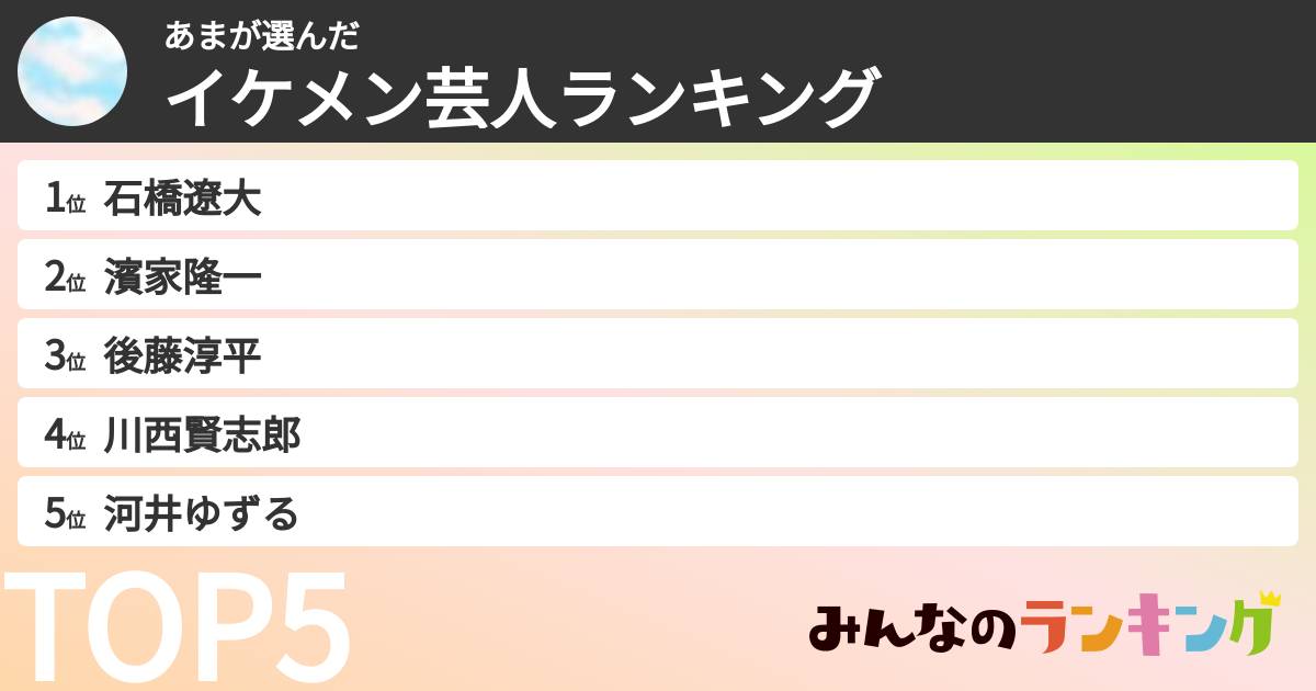あまさんの「イケメン芸人ランキング」