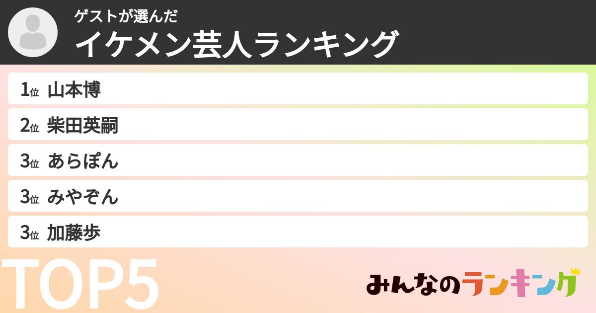 ゲストさんの「イケメン芸人ランキング」