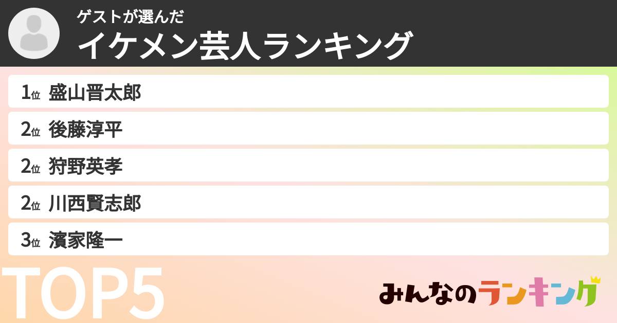 ゲストさんの「イケメン芸人ランキング」