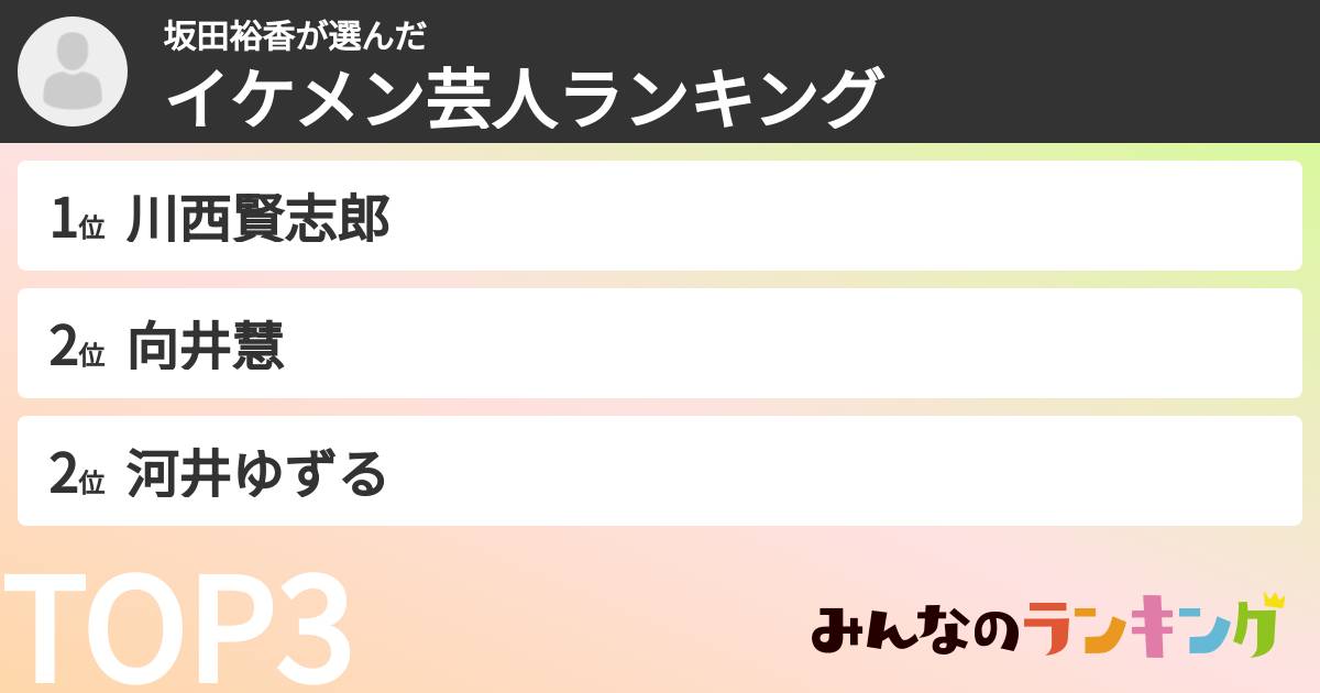 坂田裕香さんの「イケメン芸人ランキング」