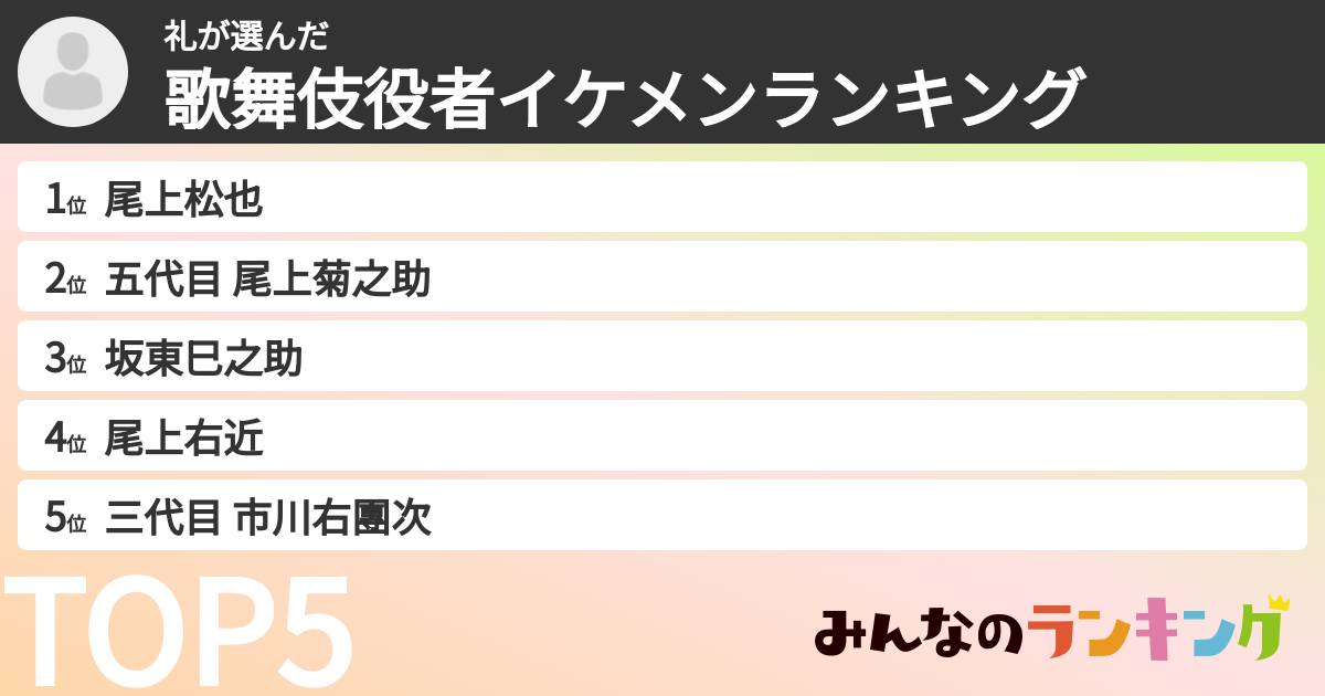 礼さんの「歌舞伎役者イケメンランキング」