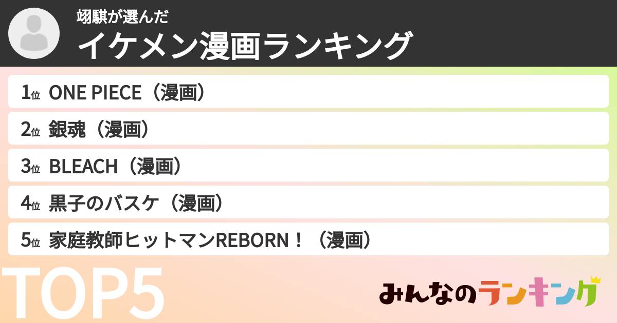 翊騏さんの「イケメン漫画ランキング」