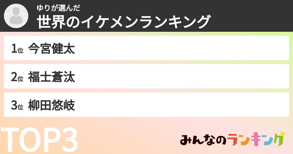 ゆりさんの「世界のイケメンランキング」