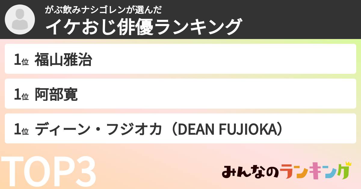 がぶ飲みナシゴレンさんの「イケおじ俳優ランキング」