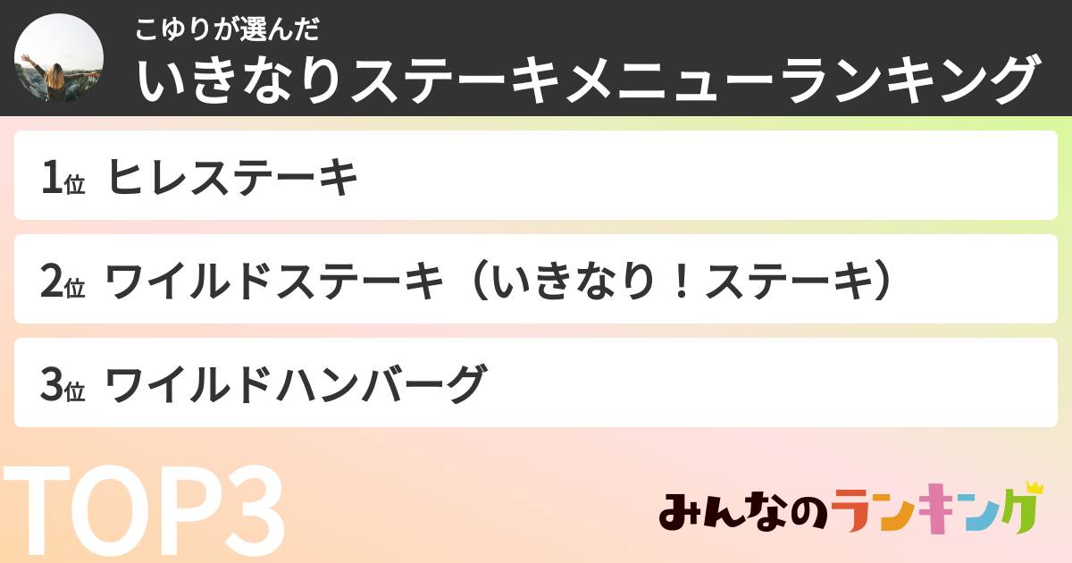 こゆりさんの「いきなりステーキメニューランキング」