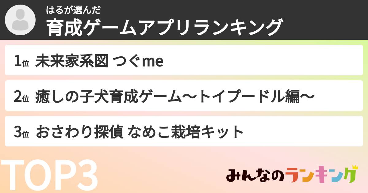 はるさんの「育成ゲームアプリランキング」
