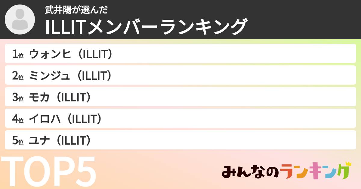 武井陽さんの「ILLITメンバーランキング」