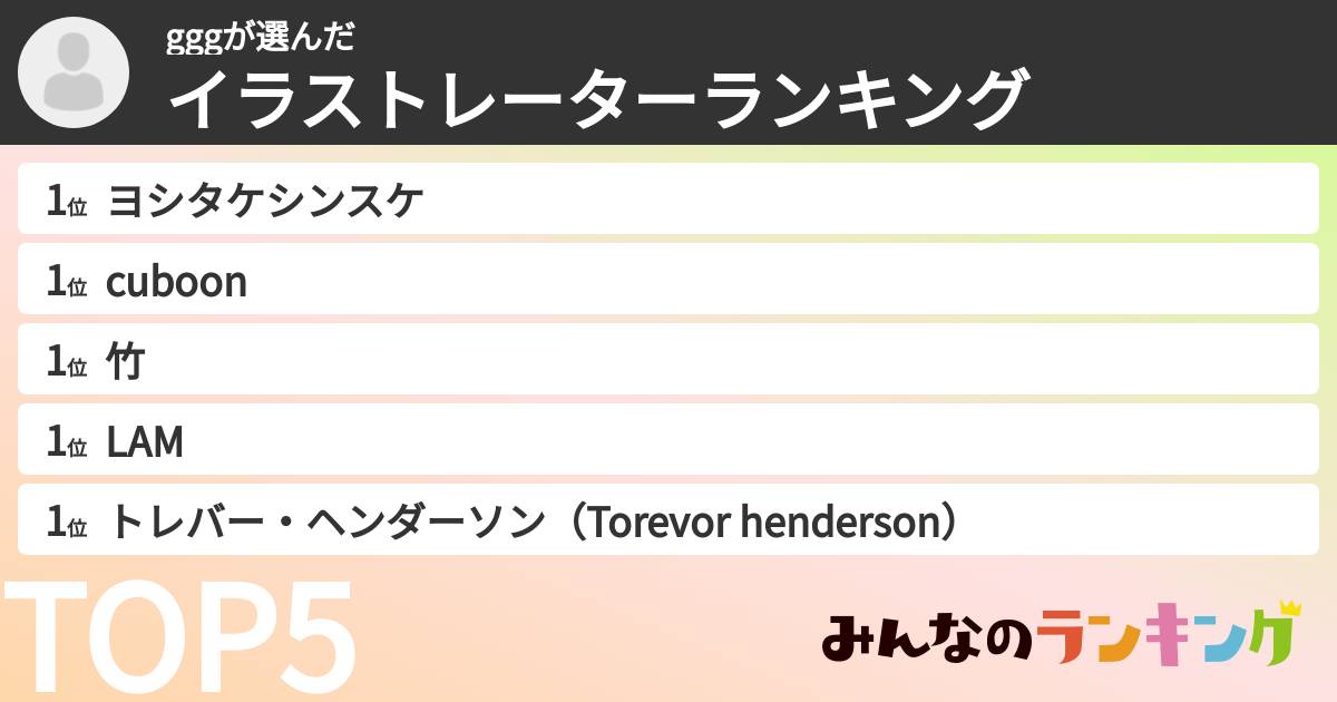 gggさんの「イラストレーターランキング」