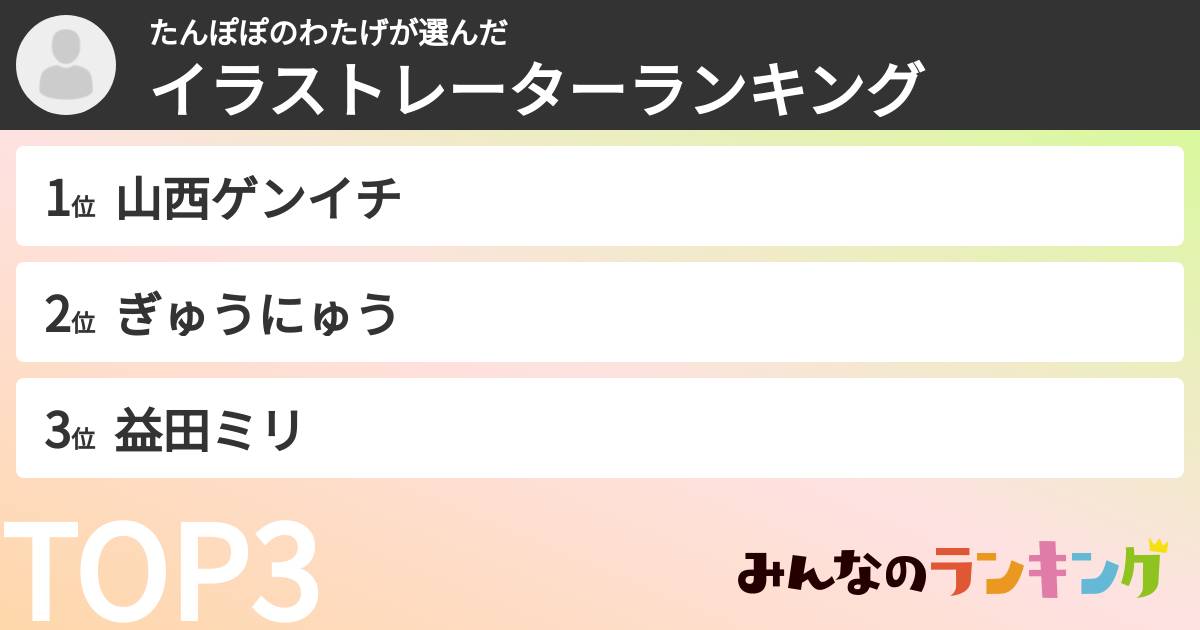 たんぽぽのわたげさんの「イラストレーターランキング」