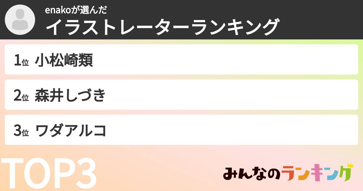 enakoさんの「イラストレーターランキング」