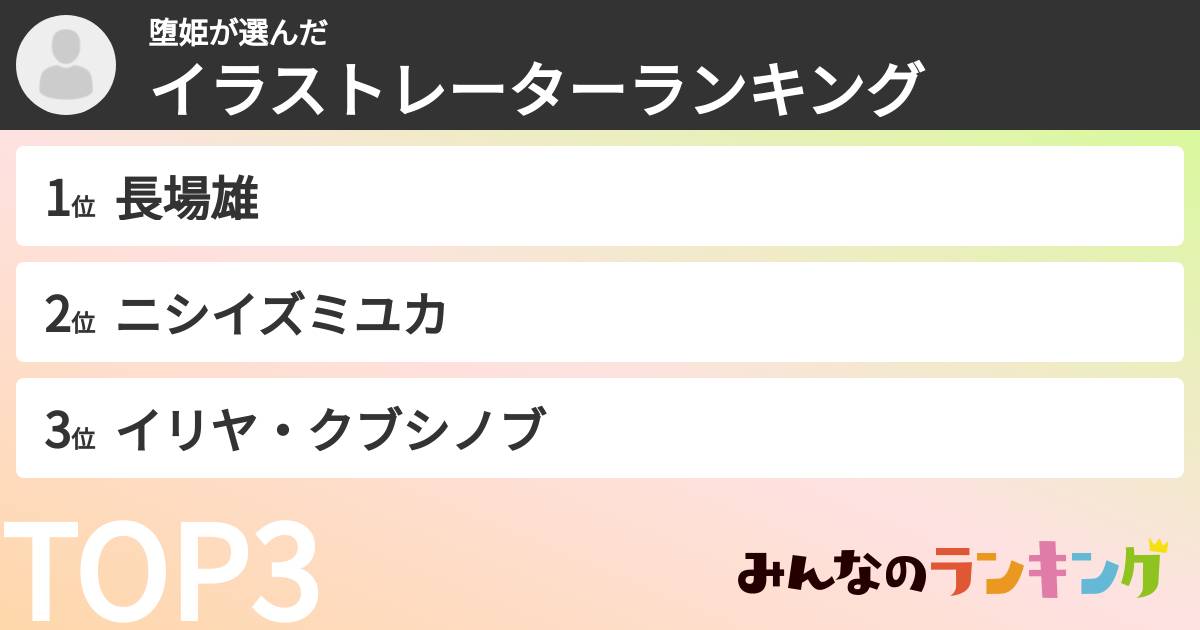 堕姫さんの「イラストレーターランキング」