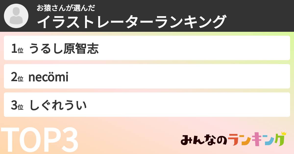 お猿さんさんの「イラストレーターランキング」