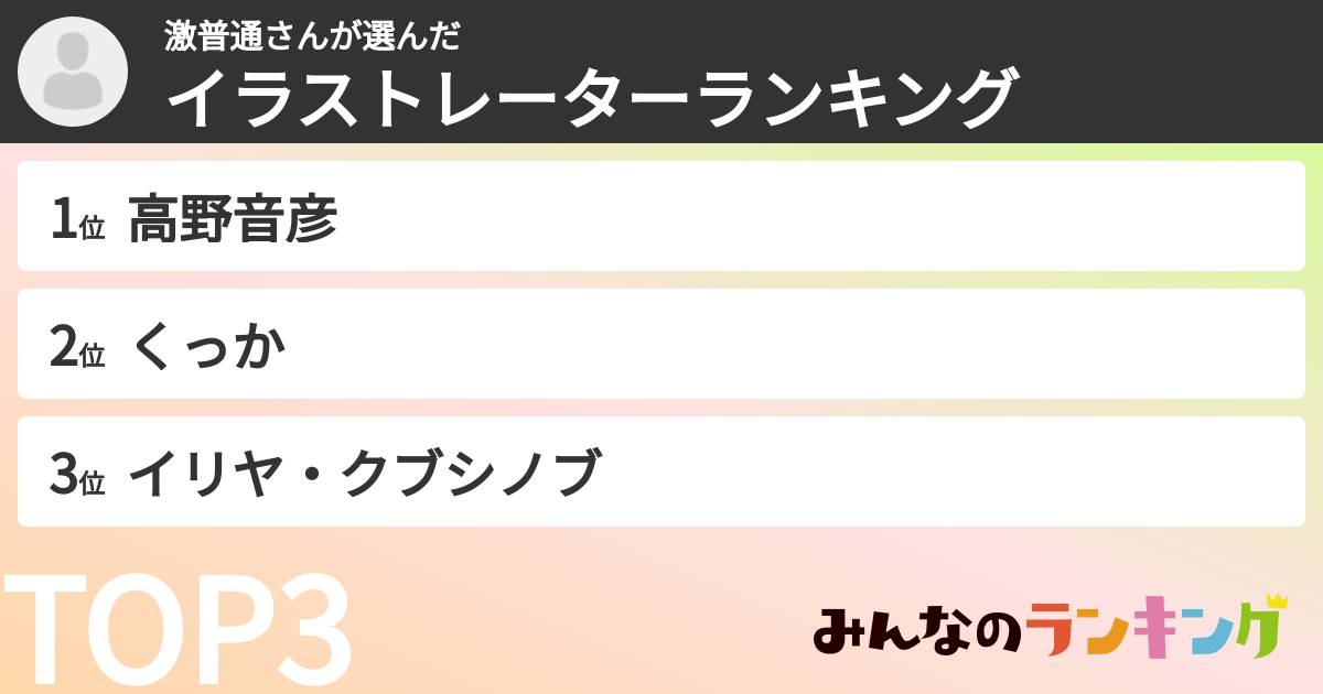激普通さんさんの「イラストレーターランキング」