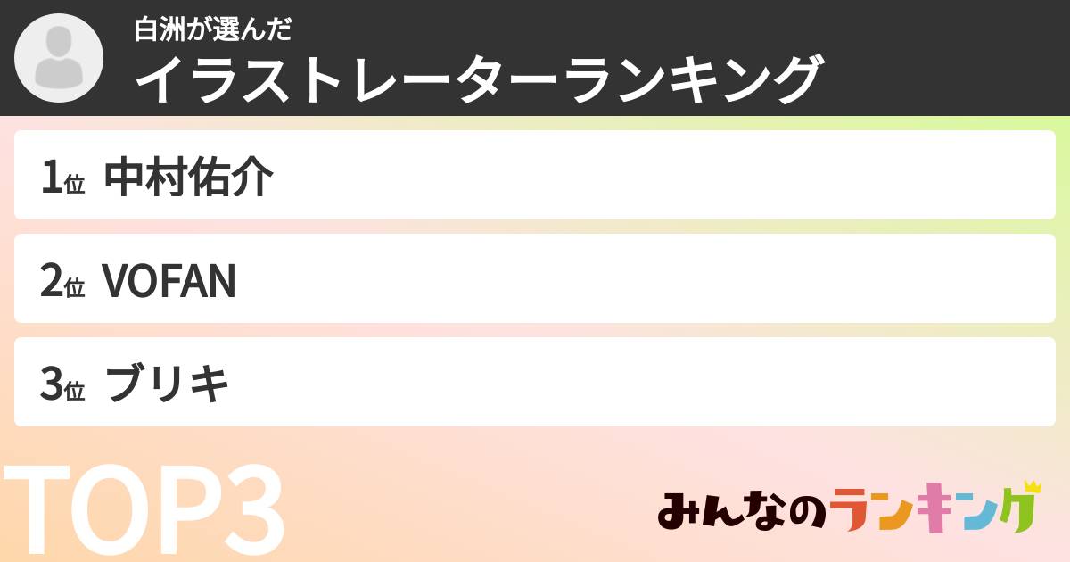 白洲さんの「イラストレーターランキング」