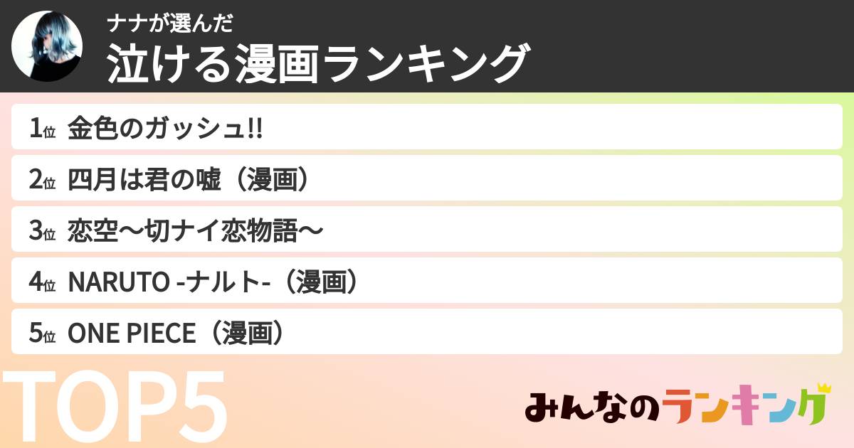 ナナさんの「泣ける漫画ランキング」