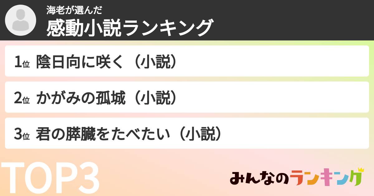 海老さんの「感動小説ランキング」