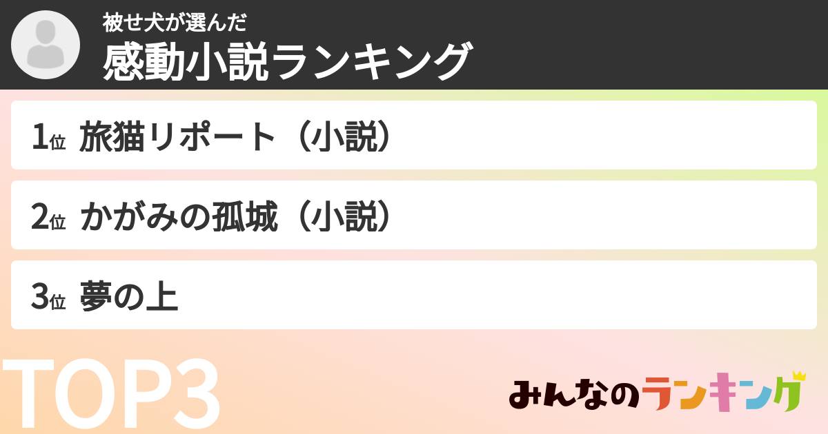 被せ犬さんの「感動小説ランキング」