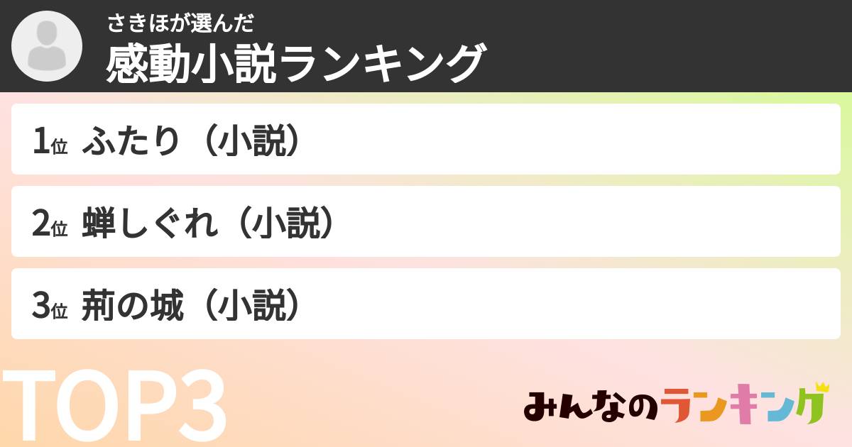 さきほさんの「感動小説ランキング」