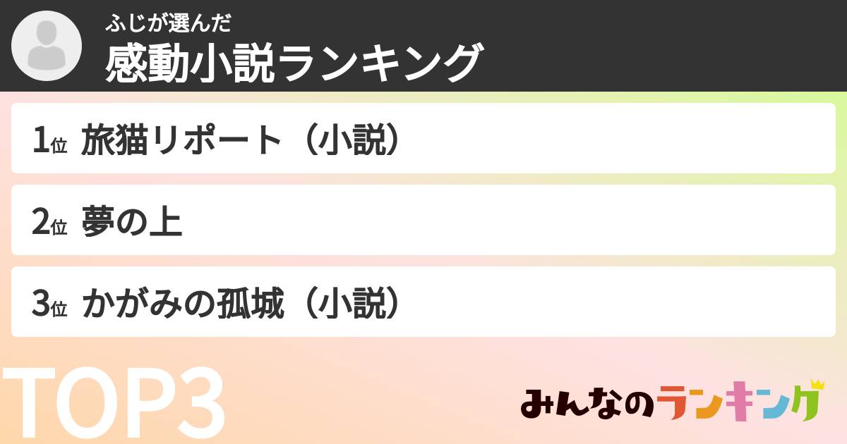 ふじさんの「感動小説ランキング」