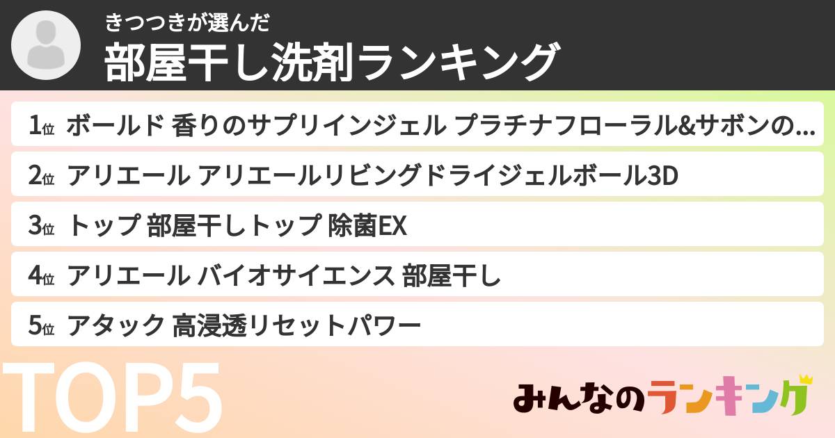きつつきさんの「部屋干し洗剤ランキング」