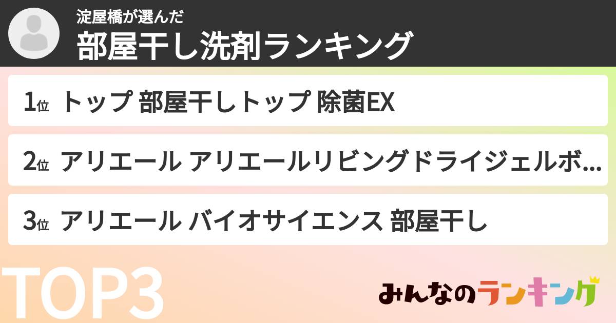淀屋橋さんの「部屋干し洗剤ランキング」