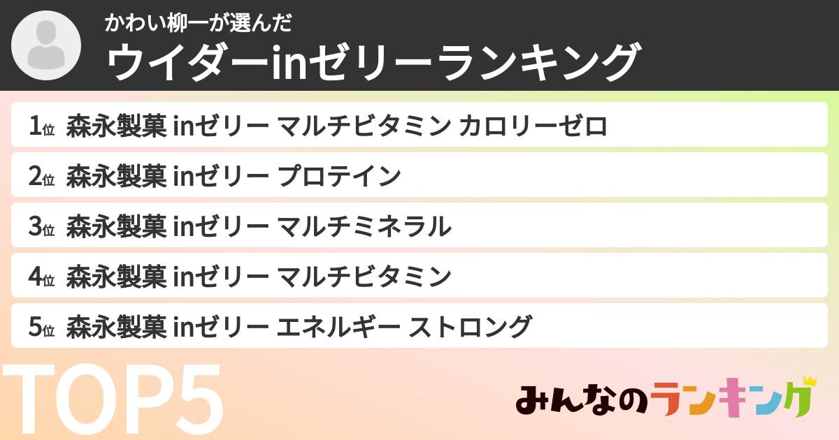 かわい柳一さんの「ウイダーinゼリーランキング」