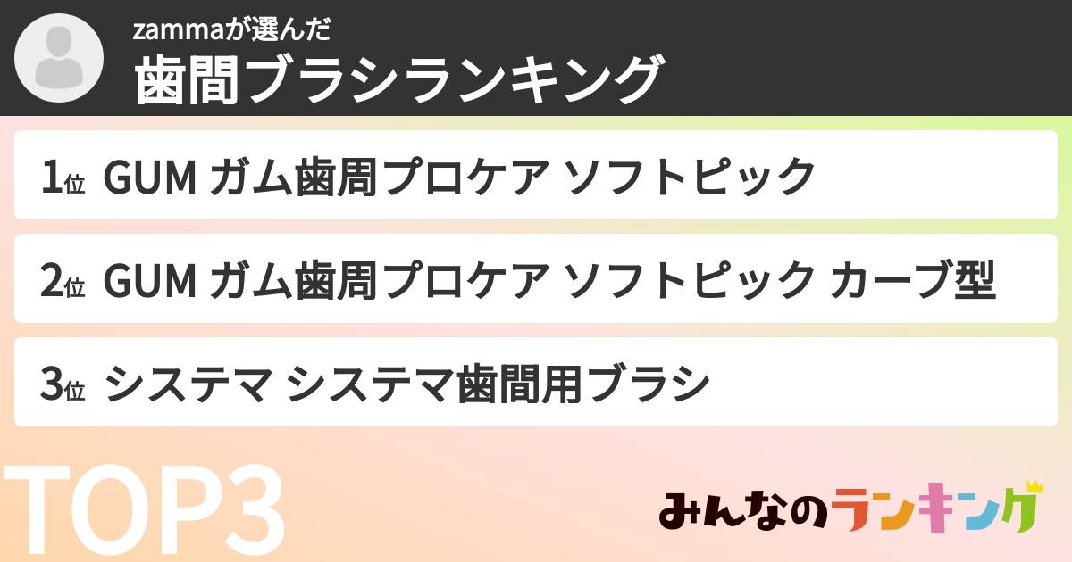 zammaさんの「歯間ブラシランキング」