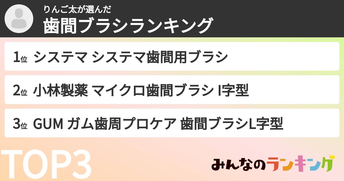 りんご太さんの「歯間ブラシランキング」