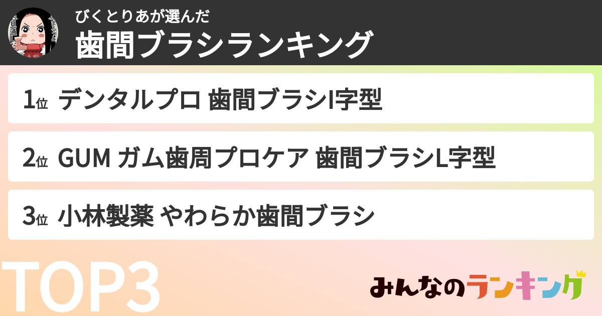 びくとりあさんの「歯間ブラシランキング」