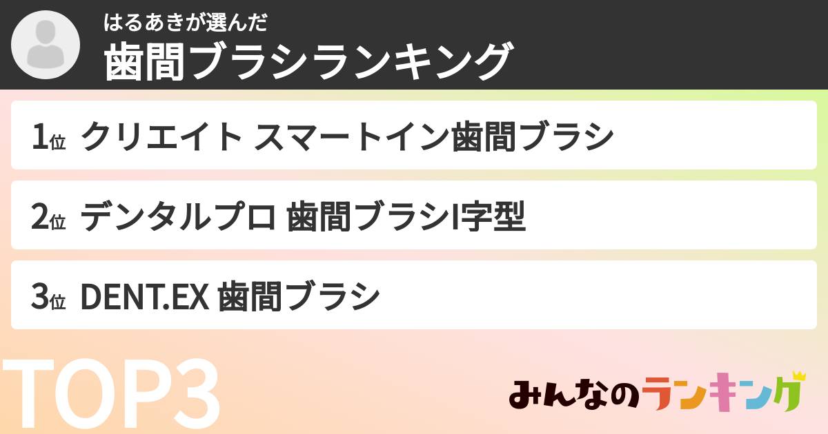 はるあきさんの「歯間ブラシランキング」