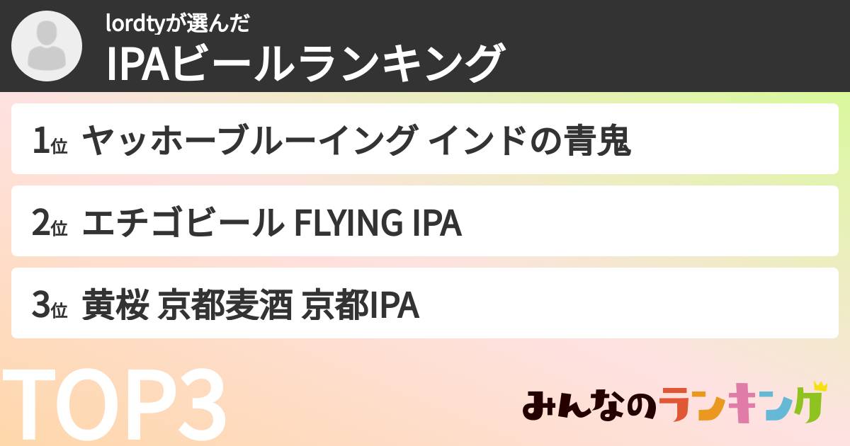 lordtyさんの「IPAビールランキング」