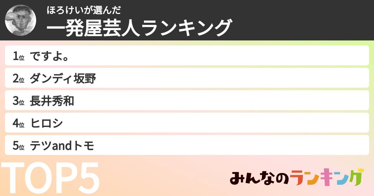 ほろけいさんの「一発屋芸人ランキング」