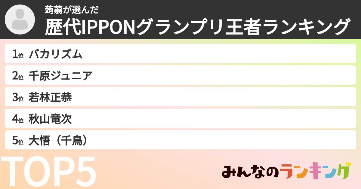 蒟蒻さんの「歴代IPPONグランプリ王者ランキング」