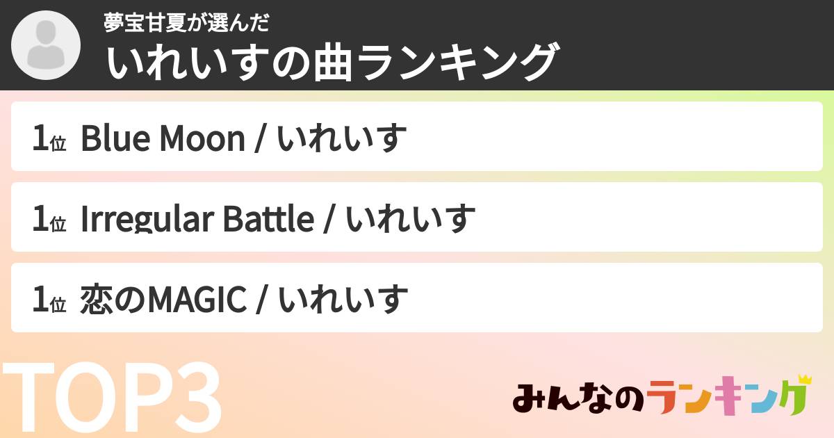 夢宝甘夏さんの「いれいすの曲ランキング」