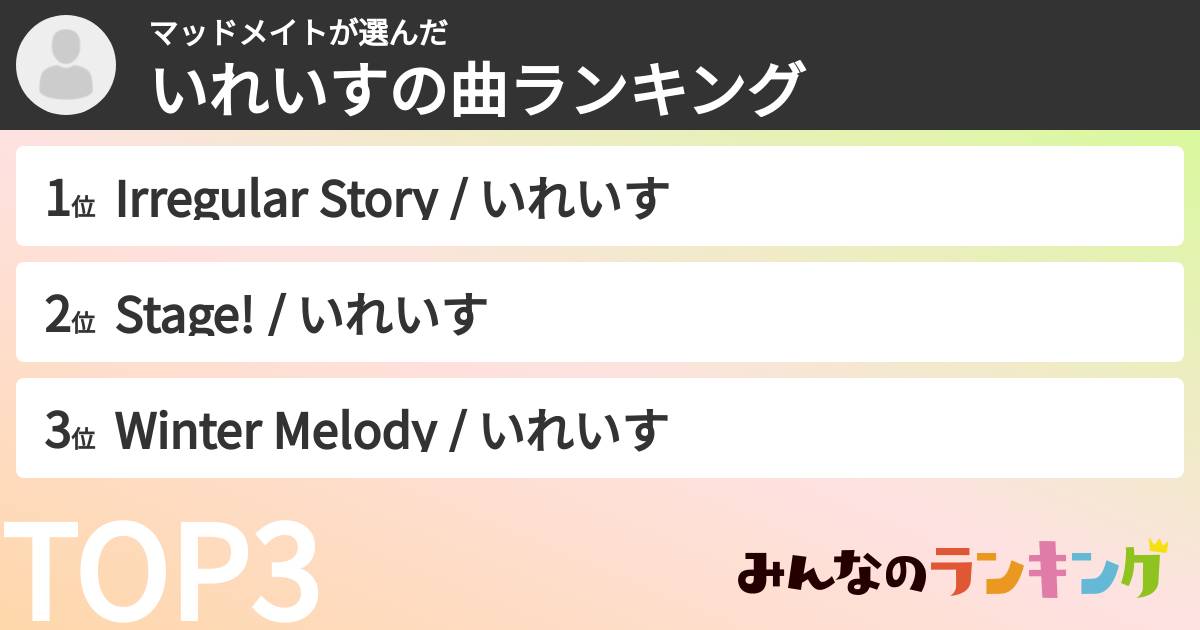 マッドメイトさんの「いれいすの曲ランキング」