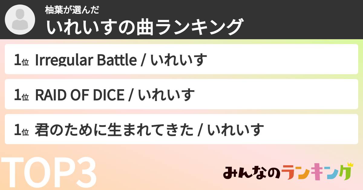 柚葉さんの「いれいすの曲ランキング」