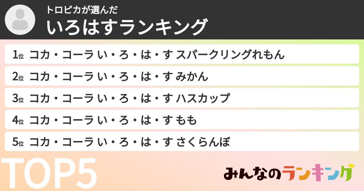 トロピカさんの「いろはすランキング」