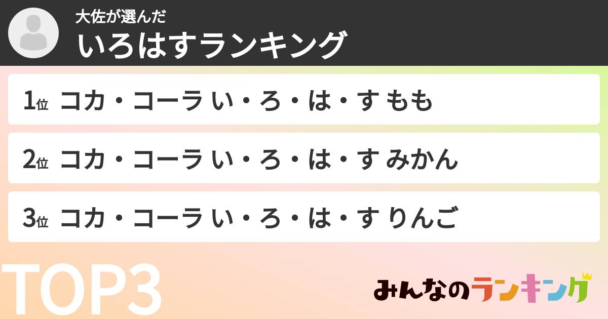 大佐さんの「いろはすランキング」