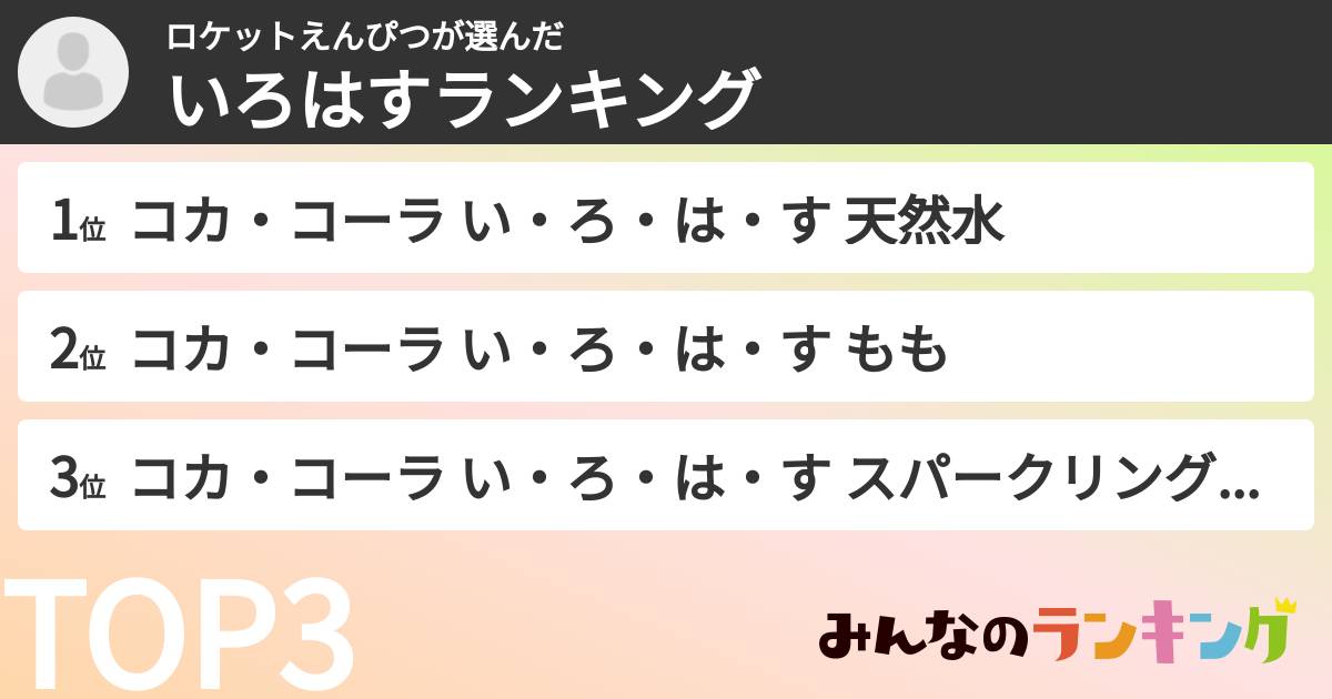 ロケットえんぴつさんの「いろはすランキング」